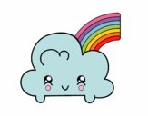 Nube con arco iris kawaii