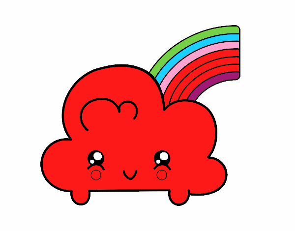 Nube con arco iris kawaii