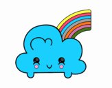 Nube con arco iris kawaii