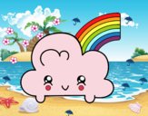 Nube con arco iris kawaii