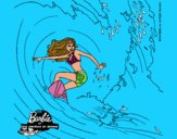 Barbie practicando surf