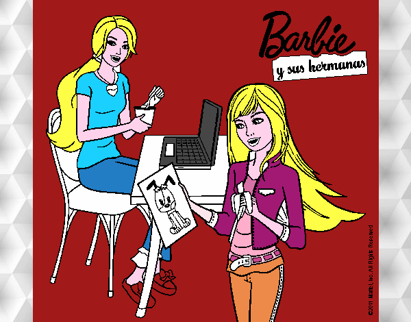 Barbie y su hermana merendando