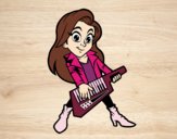 Chica tocando el keytar