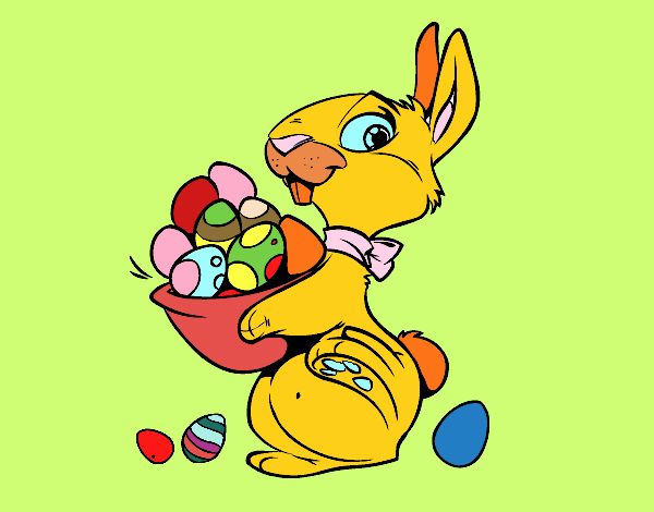 Conejito con huevos de Pascua
