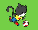 Gato jugando a fútbol