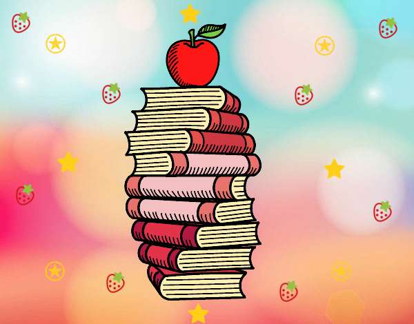 Libros y manzana