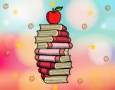 Libros y manzana