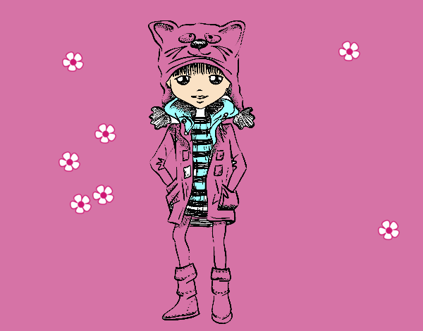 Niña con gorro de gato