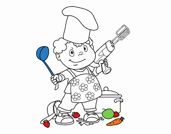 Dibujo de Niño cocinero pintado por en  el día 15-04-21 a las  03:20:20. Imprime, pinta o colorea tus propios dibujos!