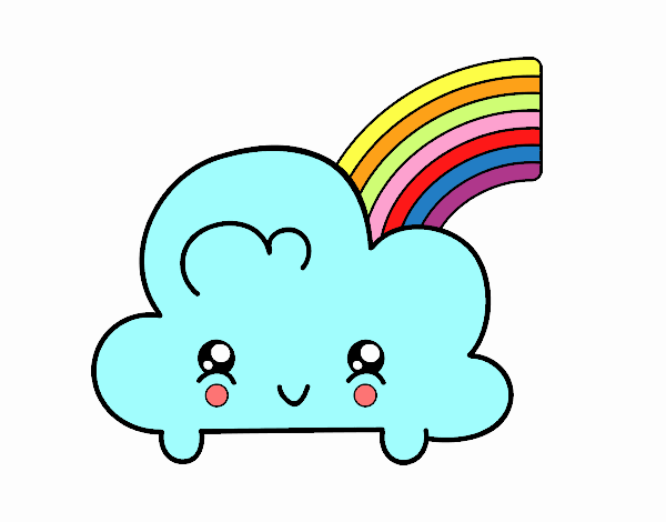 Nube con arco iris kawaii