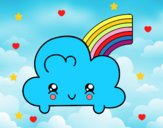 Nube con arco iris kawaii