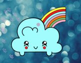 Nube con arco iris kawaii