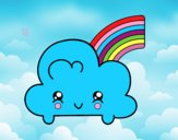 Nube con arco iris kawaii