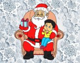 Papá Noel y niño en Navidad