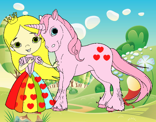 Princesa y unicornio