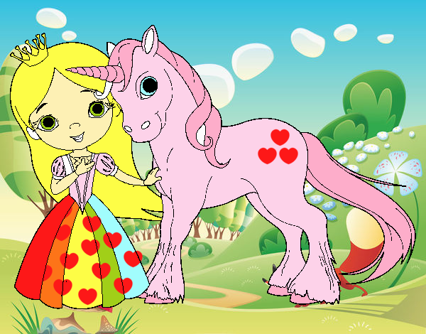 Princesa y unicornio