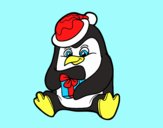 Un pingüino con regalo de Navidad