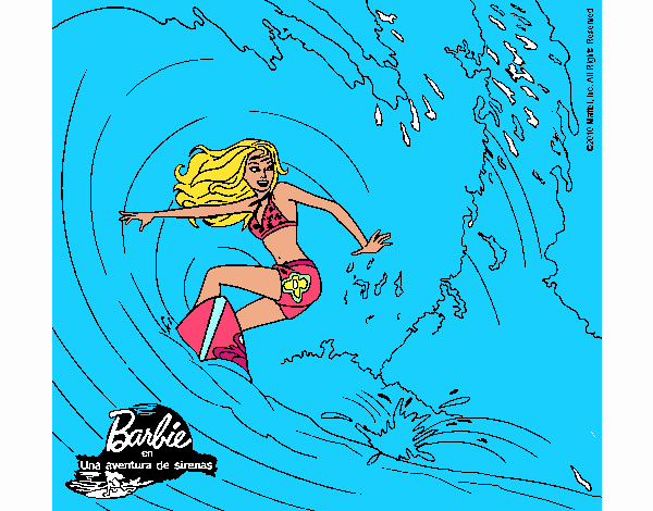 Barbie practicando surf