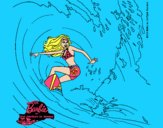 Barbie practicando surf