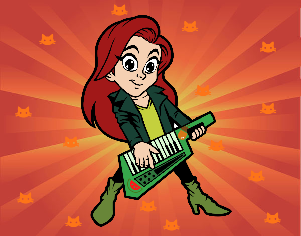 Chica tocando el keytar