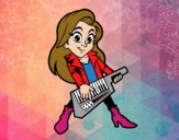 Chica tocando el keytar