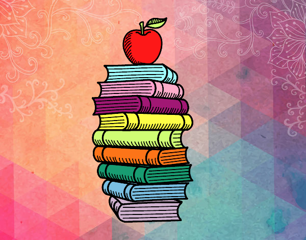 Libros y manzana