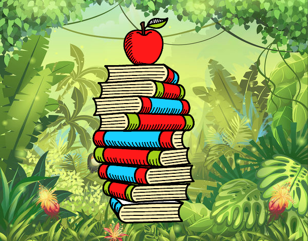 Libros y manzana