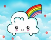 Nube con arco iris kawaii