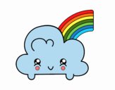 Nube con arco iris kawaii