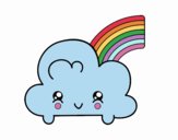 Nube con arco iris kawaii