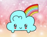 Nube con arco iris kawaii