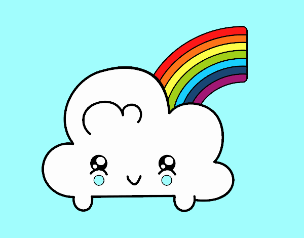 Nube con arco iris kawaii