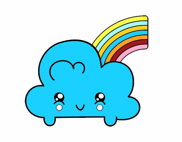 Nube con arco iris kawaii