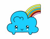 Nube con arco iris kawaii