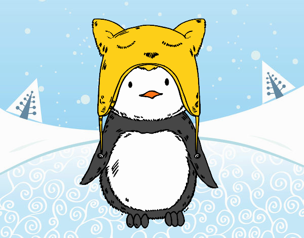 Pingüino con gorrito divertido