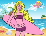 Barbie con tabla de surf