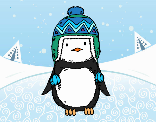 Bebé pingüino con gorrito