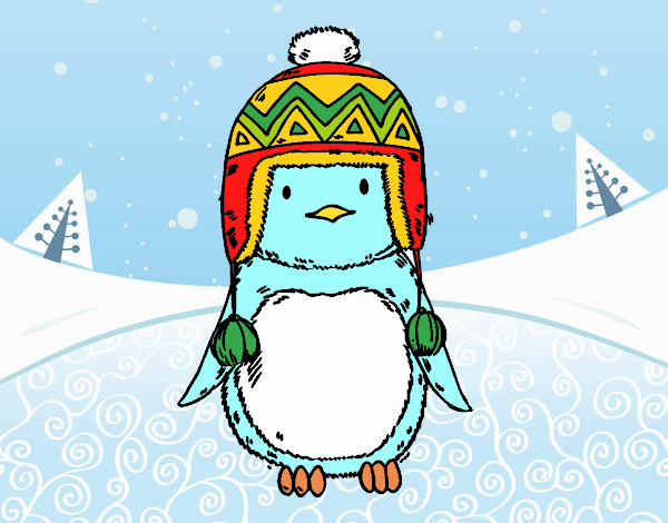 Bebé pingüino con gorrito