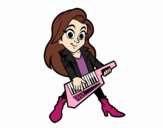 Chica tocando el keytar