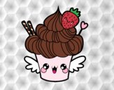 Cupcake kawaii con fresa