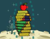 Libros y manzana