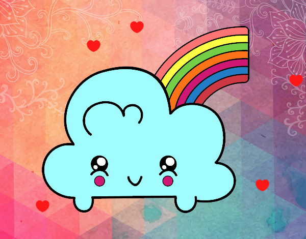 Nube con arco iris kawaii