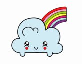 Nube con arco iris kawaii