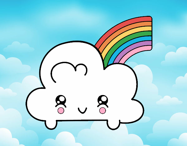 Nube con arco iris kawaii