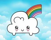 Nube con arco iris kawaii