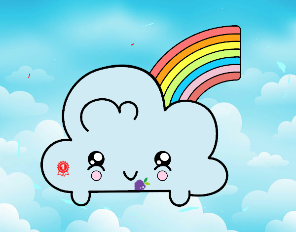 Nube con arco iris kawaii