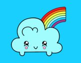 Nube con arco iris kawaii