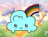 Nube con arco iris kawaii