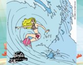 Barbie practicando surf