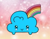 Nube con arco iris kawaii